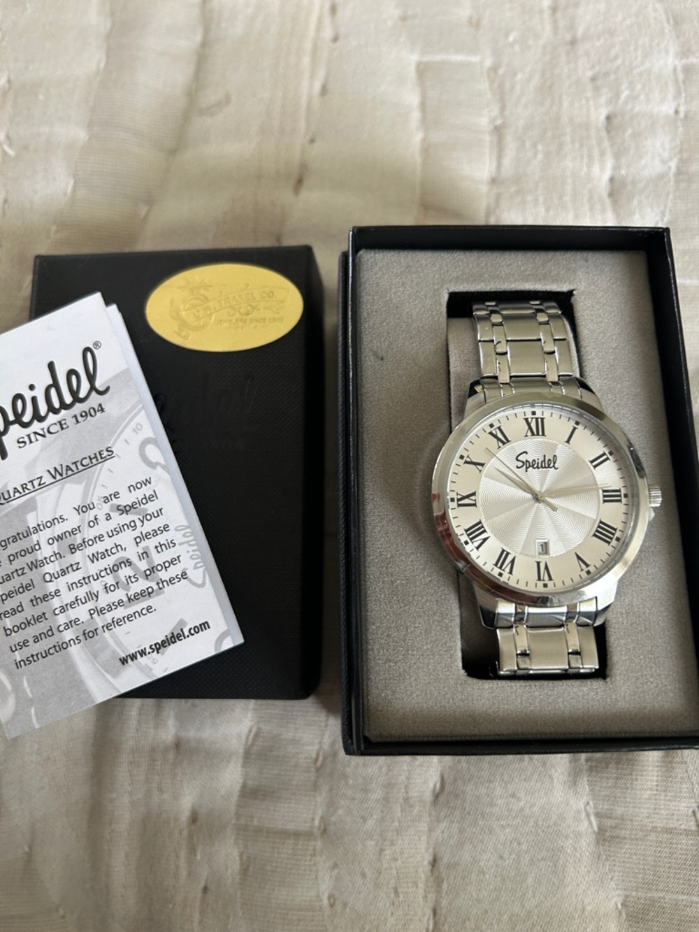 Speidel Silver Men’s Stainless Steel Roman Numeral Watch